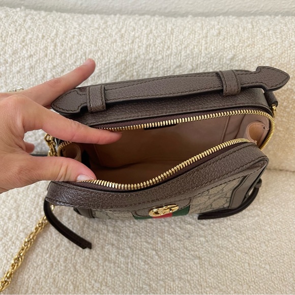 Gucci GG Supreme Monogram Mini Ophidia Top Handle Crossbody Purse - Picture 14 of 14
